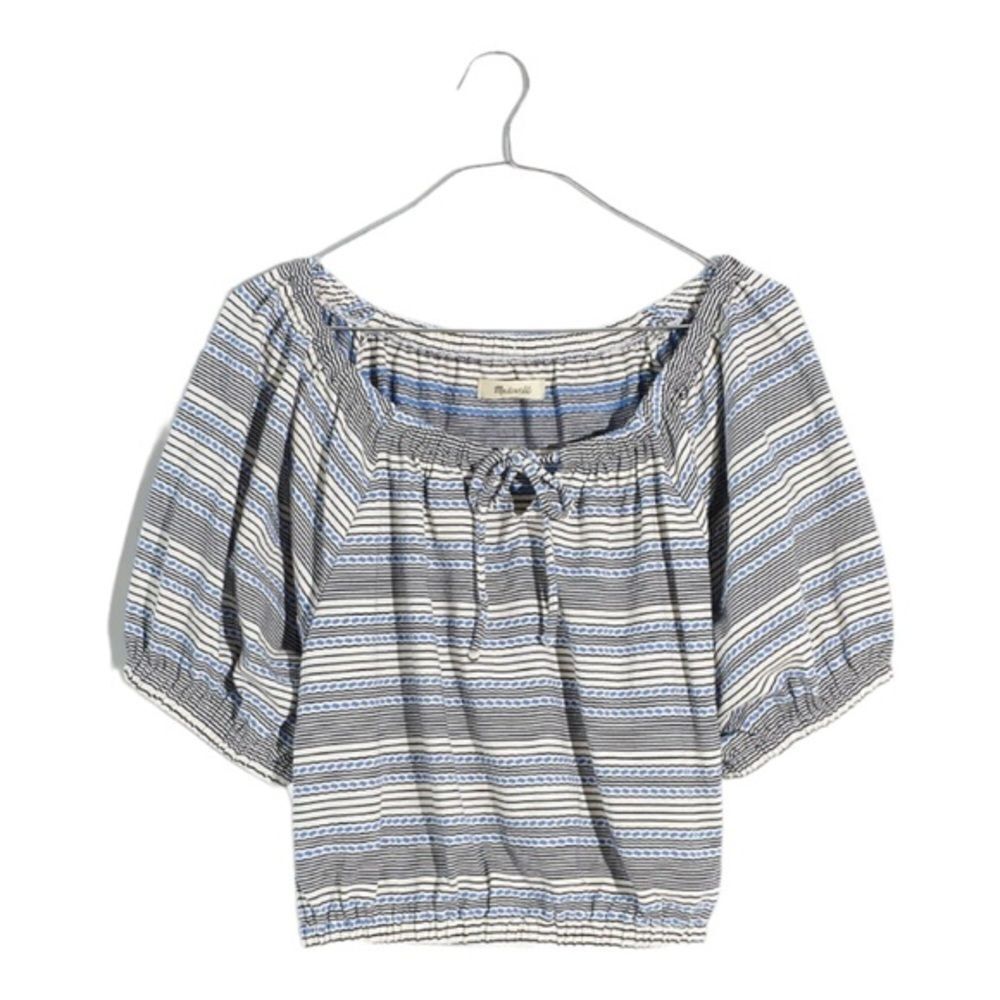 Madewell Jacquard Keyhole Crop Top in Stripe NWT.